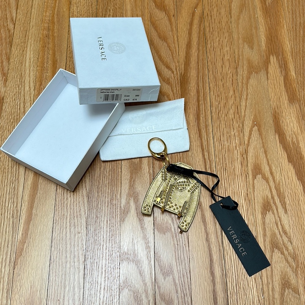 Versace gold leather jacket keychain